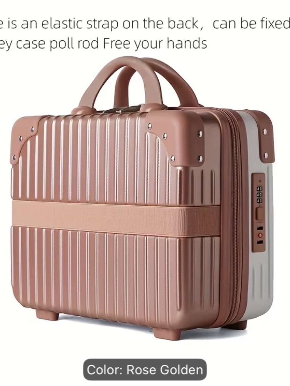 Compact Rose Gold Hard-Shell Cosmetic Case - Picture 4 of 12